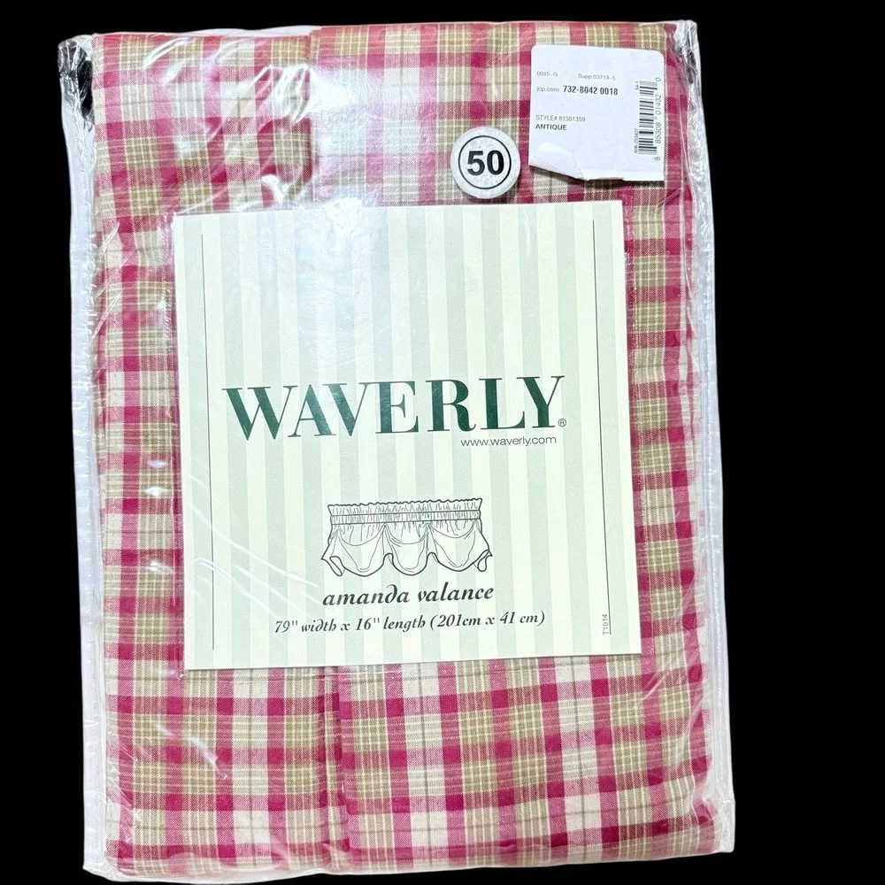 NOS‎ WAVERLY Amanda Valance Tea Rose Plaid Antique 79